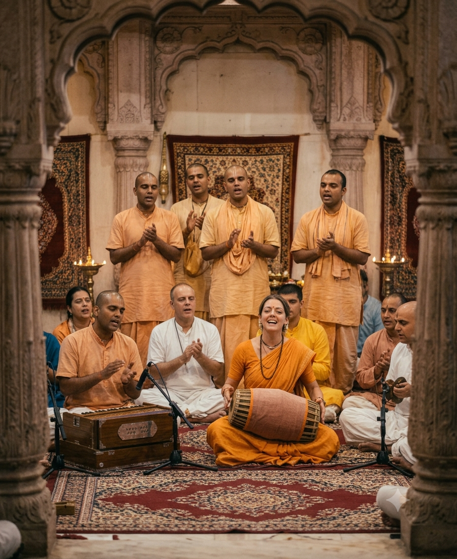 Kirtan Mandli performing on stage
