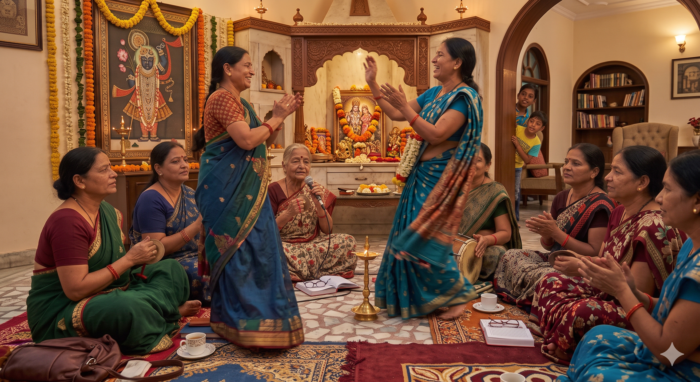 ISKCON devotees doing kirtan at home